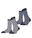 ESPRIT Damen Socken Fine Line 2-Pack W SO Baumwolle gemustert 2 Paar, Mehrfarbig (Blau 0040), 39-42
