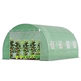 VOUNOT® Gewächshaus Foliengewächshaus Winterfest Tomatenhaus Folientunnel, 4x3x2m 12m² Grün