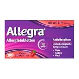 Allegra Allergie Tabletten| Schmelztabletten | 20 Stk | Antihistaminikum | Wirkstoff Bilastin | schnell und 24 Std wirksam bei Heuschnupfen, Tierhaarallergie, Hausstauballergie, Nesselsucht