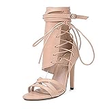 Damen-Sandalen mit hohem Absatz, Schnür-Stiefeletten, High-Heels mit offener Spitze, Pumps mit Stiletto-Absatz, Schuhe für Hochzeit, Braut, Abschlussball, Party Origin China