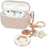 Schutzhülle für VOTILE Airpods PRO 3 (2025) – Schutzhülle für Damen, Silikon, iPods Pro, 3, kabelloses Zubehör, Ladehüllen, Mädchen, glitzernd, Schlüsselanhänger für Airpod, iPods Pro, 3, Milchtee