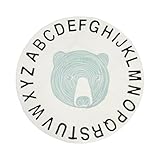 Runde Tier-Teppichmatte, rutschfester, weicher Cartoon-Teppich für Kinder, bezauberndes Alphabet- und Tierdesign, Krabbelmatte aus Kunstkaschmir für Pflegezimmer, Spielzimmer und (Bärenkopf)