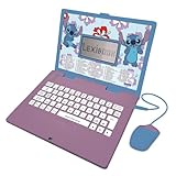 Lexibook, Disney Stitch, zweisprachiger deutsch/englischer Lerncomputer, Spielzeug für Kinder mit 124 Sprach-, Schreib-, Mathe-, Logik-, Musikaktivitäten und Spielen, lila/blau, JC598Di3