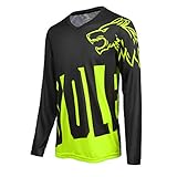 Herren Mountainbike MTB Top Langarm Atmungsaktiv Bequem Weich Feuchtigkeitstransport Radtrikot,Grün,XL