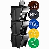 KADAX Mülltrennsystem, modularer Mülleimer aus Kunststoff, Recycling-Eimer für die Küche und das Badezimmer, Sortibox, Biomülleimer, Müllsortierer (3 x 25L)