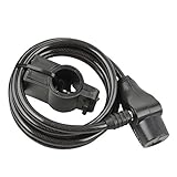 FISCHER Spiralschloss 180 cm mit zwei Schlüsseln| 8mm Durchmesser | inkl. Rahmenhalterung | Fahrradschloss