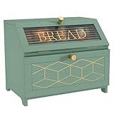 DUMRALBQE Brotkasten Aufbewahrungsbox aus Holz for Brot, Obst, Küche, Lebensmittelschrank zur Aufbewahrung Frisch halten(Grün)