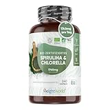 Bio Spirulina & Chlorella - 1740mg Pulver nur in 3 Kapseln - Zertifizierte Zutaten - 240 Vegane Kapseln - Super Greens ohne Zusätze - Alternative zu Presslinge - Von WeightWorld