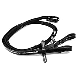JA Horse JA3002 Leder Zügel Reitzügel mit Sparkle-Steinen – Hochwertige, Elegante Lederzügel mit funkelnder Verzierung für Dressur, Springen & Freizeit (Schwarz, Cob)