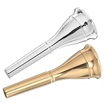 BESTonZON 2 Stück Teiliges Französisches Hornmundstück Präzise Passform Langlebiges Messing mit Gold Silberfinish Hornzubehör für Bühne und Konzert Idealer Ersatz für Musiker