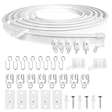 1m weiß Flexible Deckenvorhangschiene, gebogene Vorhangschiene mit stummen Rollen，ideal für Duschfenster, Wohnmobil-Raumteiler, Privatsphäre und Heimdekoration