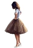 Babyonline Damen Tüllrock 5 Lage Prinzessin Kleider Knielang Petticoat Ballettrock Unterrock Pettiskirt Swing One Size - Braun