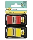 Post-it Index Haftstreifen, Standard, Rot und Gelb, 25.4 mm x 43.2 mm, 50 Haftstreifen pro Spender, 2 Spender - Für Dokumente und Wichtige Informationen