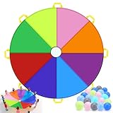GKZB Schwungtuch mit 20 Griffen Schwungtuch Kinder Ø 300 cm Bunt Spielzeug für Draußen - Gruppenspiele für Drinnen und Draußen für Schulen und Kindergeburtstage