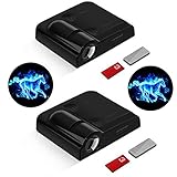 SSyang 2 Stück Auto Türlicht Logo Projektor Licht, Universelles Drahtloses Autotürmarkierungslicht, Willkommenslicht mit Magnetischer Induktion, Personalisieren Sie Ihre Türbeleuchtung(Schwarz)