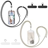 caslord Handykette Universal, Handy Lanyard, Geeignet für alle Smartphones, 2 Stück Handykette und 4 Universelles Pad,Handyband mit jeder Hülle kombinierbar, Einstellbar und Abnehmbar-Schwarz+Gold