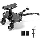 Buggy Board mit Sitz, Universal Buggy Board zum Stehen und Sitzen, Kiddy Board mit Aufhängegurt, Fit für Kinderwagen/Kinderwagen, Alter 2-6 (Belastung 25kg)