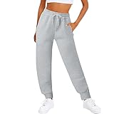 Damen Jogginghose - Frauen Freizeithosen Sweatpants mit Regular Passform mit Taschen und Verstellbarem Kordelzug Pants Damen Jogger Baggy Hose mit elastischer Taille für lässiges Hip-Hop