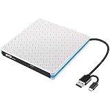 Nicfaky Externes DVD-CD-Laufwerk mit USB 3.0 und Typ-C, tragbarer USB-CD-RW/DVD-RW Writer Reader Player Brenner für Win10/Win7