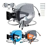 Arebos Schlauchaufroller | 20 m Schlauchtrommel | Wand-Schlauchbox mit Arretierstop & 9 Sprühunktionen |180° Schwenkbar | Inkl.Wandhalterung | Automatischer Aufrollmechanismus Gartenschlauch | Grau