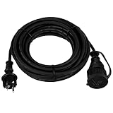 REV – Verlängerung – 10m Verlängerungskabel für den Außenbereich – max. 3680W – IP44 spritzwassergeschützt – schwarz
