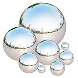 Tiberham Edelstahl-Kugel, 8 Stück, 42–200 mm, hochglanzpoliert, hohle Kugel, reflektierende Gartenkugel, schwimmende Teichkugeln, nahtlose Beobachtungskugel für Zuhause, Garten, Ornament-Dekorationen