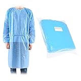 10x Schutzkittel Einweg Wasserabweisend 25GSM - Vliesstoff aus 100% Polypropylen – CE Einheitsgröße – Beutel mit 10 Stück - Schutzkategorie Klasse I – Professionelle Qualität - Blau - Dmm-Europa
