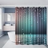 AJALGZ Duschvorhang mit Tropfenmuster, Badezimmervorhang für die Heimdekoration mit Haken, Stoff-Badewannentrenner (90 x 200 cm/Extra lang)
