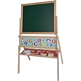 Eichhorn-Magnet Standtafel, Kindertafel mit 48 Magnetbuchstaben, 10 Kreiden, Schwamm, zweiseitig beschreibbar, mit Ablage, drehbar, 60 teilig, 66x110 cm, aus Buchenholz, ab 3 Jahren, Bunt, 100002589
