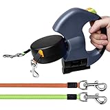 Doppelte Hundeleine Ausziehbar, 300cm Rollleine Einziehbare Hundeleine, Doppelleine für 2 Hunde, Hundeleine mit Licht, Ergonomischer Griff, Hundeleine Einziehbar, Hundeseil nachts reflektierend