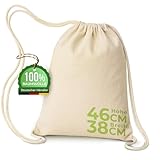 brand promotion Turnbeutel Baumwolle 38x46cm – OEKO-TEX® 100 Zertifiziert – Stoffbeutel mit Kordelzug – Nachhaltiger Baumwollbeutel Sportbeutel Jutebeutel Rucksack – Natur Ungebleicht (1er Set)