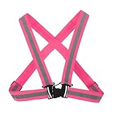 PATIKIL Verstellbare reflektierende Laufweste, hoch sichtbare reflektierende Riemen passen für alle Altersgruppen zum nächtlichen Laufen, Joggen, Radfahren, Hundespaziergang, Pink