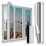 LULUETPUE Spiegelfolie Selbstklebend Sonnenschutzfolie Fenster innen UV-Schutz Reflektierende Fensterfolie Silber Thermofolie für Büro und Haus, (40 * 200CM)