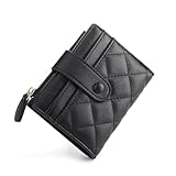 CHAOFANXI Geldbörse Damen Klein, Bifold Leder Kleines Portemonnaie für Frauen, Geldbeutel Damen Klein und im Kurzformat Portemonnaie Kleine Brieftasche Geldbörsemit mit Mehreren Fächern, Schwarz