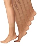 Nur Die 5er Pack Söckchen Seidenfein 15 DEN transparente Nylon Feinsöckchen seidig glänzend breiter Komfortbund Damen, bronze, one size