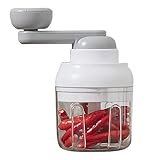 Alwida Küchenmaschine mit Kurbel, kabelloser Zerkleinerer 250 ml, manueller Fleischwolf, Nahrungsergänzungswerkzeug, drehbarer Mixer manuell für Zwiebeln, Knoblauch, Ingwer, Chili und Obst