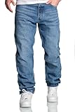 Amaci&Sons Herren Loose-Fit 90s Denim Jeans Hose Straight Baggy 7025 Dunkelblau W32/L32