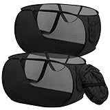 2 Stück Pop-up-Wäschekorb 36x36x58cm, faltbar und klappbar mit Henkel, tragbar aus Mesh - Pop-up-Korb für Badezimmer, Wohnheim, Reisen (Schwarz)