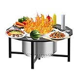 101,6 cm große Feuerstelle, Tischplatte mit Abdeckung für Soloofen, Lagerfeuer und Ranger, Umrandungstisch mit Kaminholzablage, erweitert großen Raum