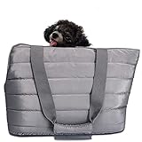 LeerKing Hundetasche für kleine Hunde Ultraleicht Hundetragetasche Stabile Hundereisetasche für Welpen Katzen Kaninchen Grau-Fleece L
