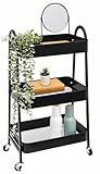 shelfr Rollwagen Metall - 42x30x77 Kleiner Servierwagen mit Rollen - Rollschrank Küche Beistellwagen Küchenwagen Schmal - Rollwagen Schreibtisch Bücher Wagen Bastelwagen für Kinder - Schmales Badregal