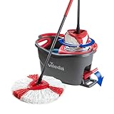 Vileda Turbo Wischmopp Komplett Set , Bodenwischer mit Teleskopstiel, Mikrofaser Moppkopf mit Kraftfasern und Eimer mit Powerschleuder, Stiellänge 75-130cm, einfach Turbo sauber, Eco-Verpackung