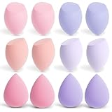 AiQInu 12 stück Make Up Schwamm, Foundation Beauty Blender, Makeup Sponge Set, Beauty Sponge für Flüssiges Foundation Puder, Foundation Puff Kosmetik Werkzeug