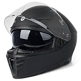 Integralhelm mit Doppelvisier by BSWAY, Motorradhelm, Mopedhelm ECE 22.06 Zertifiziert für Herren und Damen, Schwarz in Gr. XS-XL (M(57-58CM))