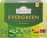 Ahmad Tea Evergreen – Sortiment aus 6 grünen Tees – Pfefferminze, Zitrone, Mango-Litschi, Himbeere-Granatapfel, Jasmin- und Grüntee – 60 einzeln verpackte, aromaversiegelte Teebeutel