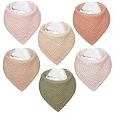 IKWOLETI Lätzchen Baby Dreieckstuch Musselin Halstuch Baby für Junge und Mädchen, Hochgradig Saugfähig und Verstellbar, 6 Stück