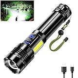 Glarylight Taschenlampe LED Aufladbar,100000 Lumens Extrem Hell Starke Taschenlampen USB Mit COB Arbeitsleuchte und Lange Betriebsdauer Mit 9 Modi & Wasserdicht,Zoombar,Flashlight FüR Outdoor Camping