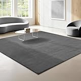 the carpet Relax Moderner Flauschiger Kurzflor Teppich, Anti-Rutsch Unterseite, Waschbar bis 30 Grad, Super Soft, Felloptik, Anthrazit, 240 x 240 cm Quadratisch