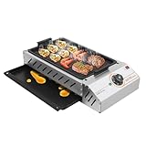 Garbenat Tischgrill 2500 Watt Elektrogrill 220V Elektrische Tischgrill BBQ Grillplatte mit Antihaftbeschichtung & Fettauffangschale 50-300°C Plattengrill für Drinnen Draußen