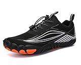Teechodina Unisex Traillaufschuhe Herren Damen Wanderschuhe Barfußschuhe Laufschuhe Knit Sneaker Fitnessschuhe Fivefinger Zehenschuhe, Schwarz, 39